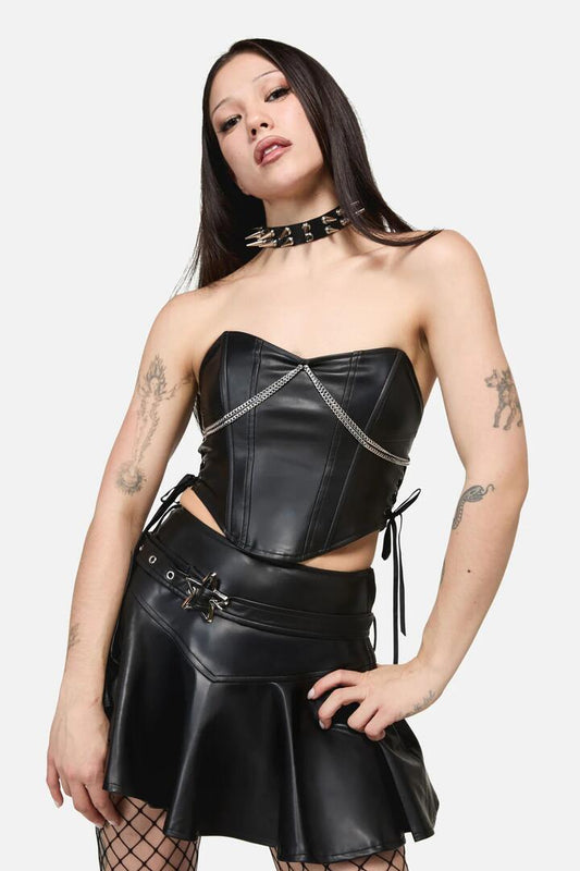 Image of Lingerie. Product name - Roxi Goth Chain Trim Corset in Black colour by brand - Dangerfield