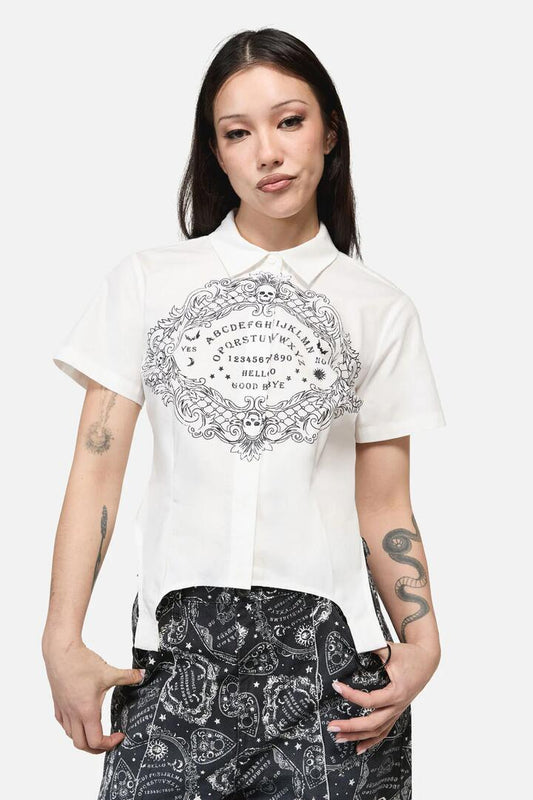 Image of Blouses. Productname: Summoning Placement Trim Blouse in White colour by brand - Dangerfield