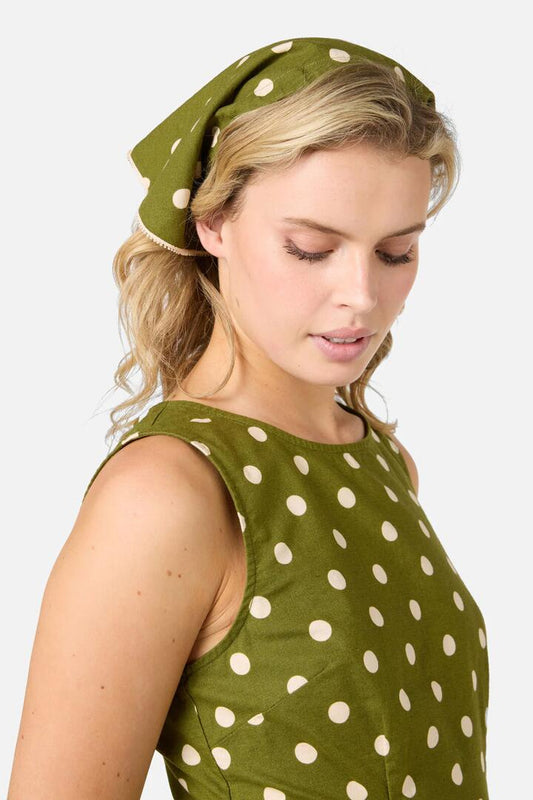 Image of Accessories. Productname: Olive Spot Head Scarf in Olive colour by brand - Princess Highway
