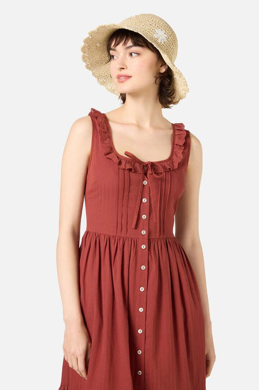 Image of Hats. Productname: Daisy Embroidery Straw Hat in Natural colour by brand - Princess Highway