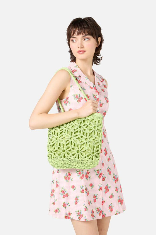Image of Bags. Productname: Mint Flower Straw Bag in Mint colour by brand - Princess Highway