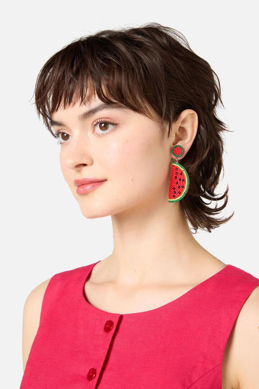 Image of Earrings. Productname: Watermelon Beaded Earrings in Watermelon colour by brand - Princess Highway