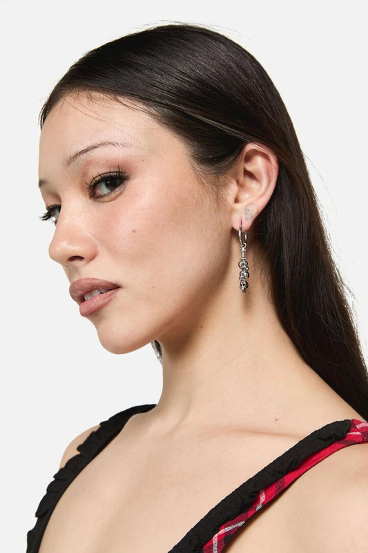 Image of Earrings. Productname: Skulls Sword Earrings in Silver colour by brand - Dangerfield