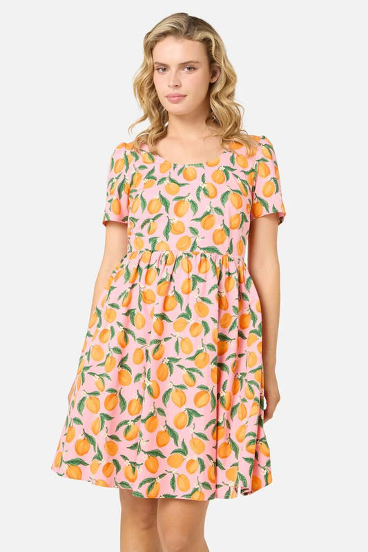 Image of a model wearing Tops. Productname: Apricots Short Sleeve Dress in Pink colour by brand - Princess Highway