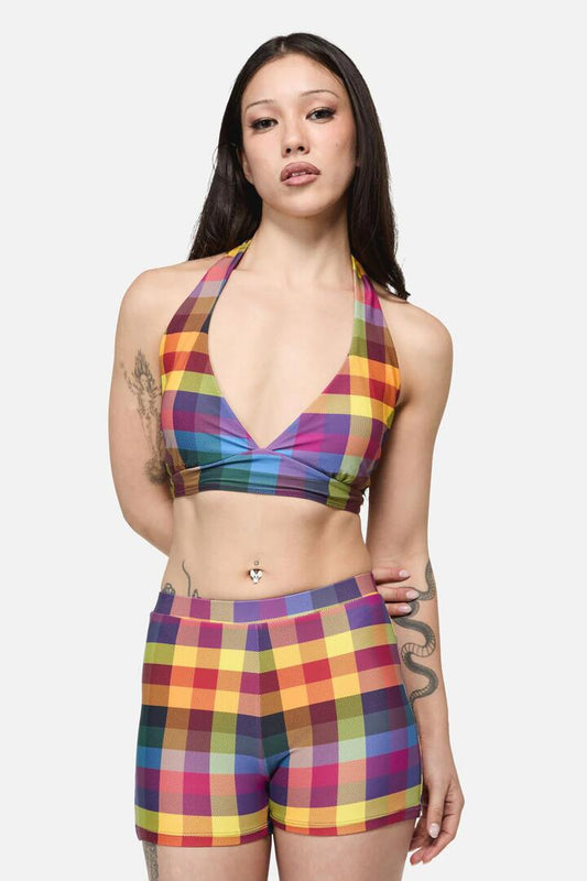 Image of Swimwear. Productname: Cosy Check Bikini Top in Multi colour by brand - Dangerfield