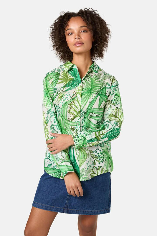 Image of a model wearing Tops. Productname: Tree Fern Print Shirt in Print colour by brand - Gorman