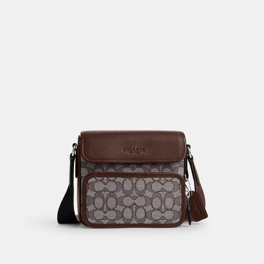 Image of Bags. Productname: Sullivan Flap Crossbody Bag In Signature Jacquard in OAK/MAPLE colour by brand - Coach Outlet Australia
