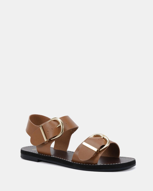 Image of Flats. Productname: Talitha: Caramel - Women's Strappy - Flat in Caramel colour by brand - Novo