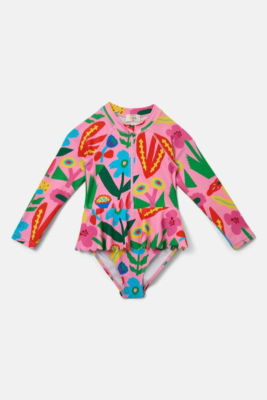 Image of Swimwear. Productname: Bold Floral Kids Swim Suit in Print colour by brand - Gorman