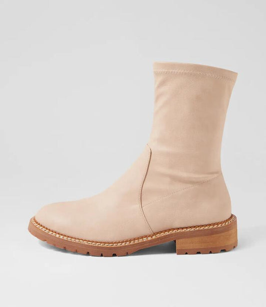 Image of Boots. Productname: Royalty Cream Stretch Ankle Boots in CREAM colour by brand - MOLLINI