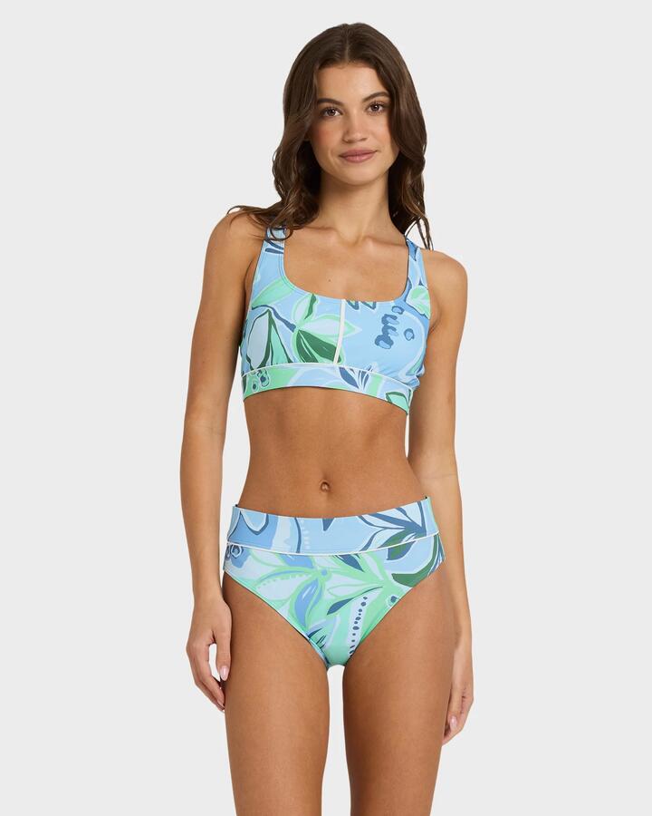 Image of Swimwear. Product name - Roxy Womens Botanic Active Bikini Bottom Airy Blue in Airy Blue colour by brand - Roxy