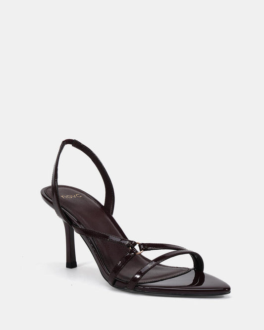 Image of Heels. Productname: Zoppi: Espresso Patent - Women's High Fashion in Espresso Patent colour by brand - Novo