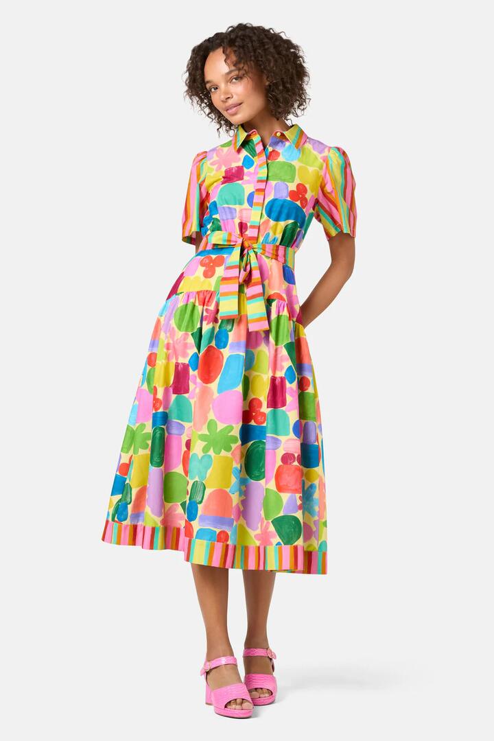 Image of Dresses. Product name - Stamp Your Feet Print Shirt Dress in Print colour by brand - Gorman