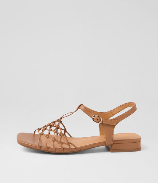 Image of Sandals. Productname: Niala Tan Leather Sandals in TAN colour by brand - MIDAS
