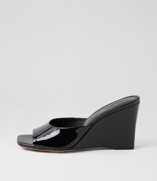 Image of Sandals. Productname: Anarbel Black Patent Leather Sandals in Black colour by brand - MOLLINI