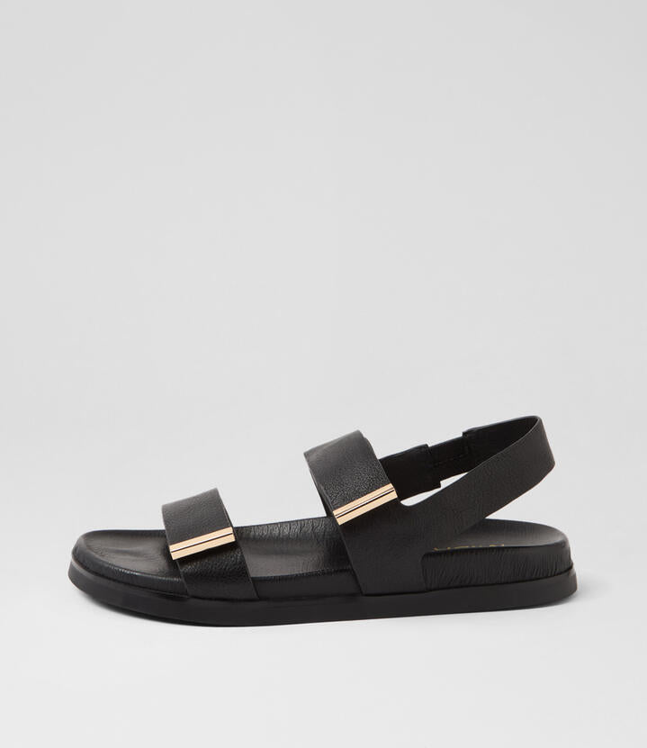 Image of Sandals. Productname: Ruskit Black Leather Sandals in BLACK colour by brand - MIDAS