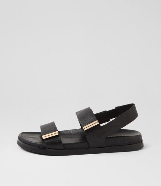 Image of Sandals. Productname: Ruskit Black Leather Sandals in BLACK colour by brand - MIDAS