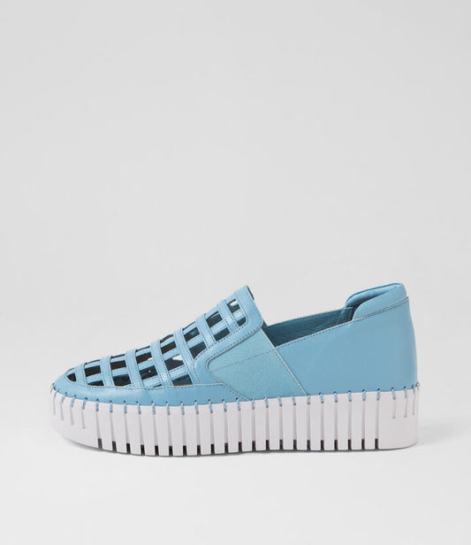 Image of Sneakers. Productname: Brickie New Blue White Leather Sneakers in New Blue-White Sole colour by brand - MIDAS