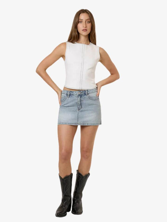 Image of a model wearing Skirts. Productname: Thrills Sophie Skirt in DUSK colour by brand - Thrills