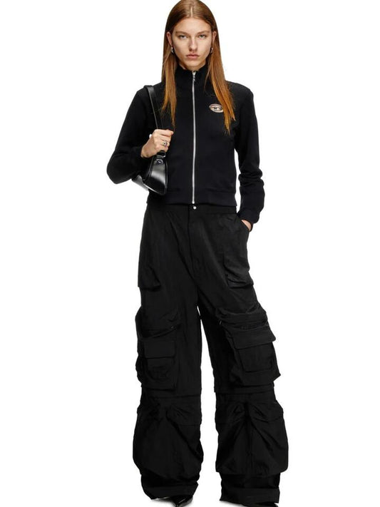 Image of a model wearing Outerwear. Productname: Diesel Women's F-Flacin Sweatshirt in Black colour by brand - Diesel