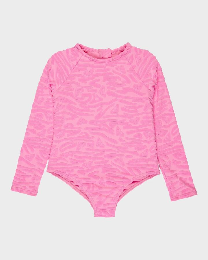 Image of Coats & Jackets. Product name - Roxy Girls 2-7 Animalia One Piece Rash Vest Bonbon Animalia in Bonbon Animalia colour by brand - Roxy