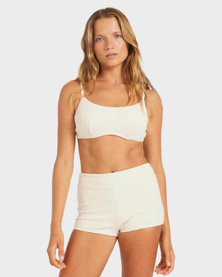Image of Swimwear. Product name - Roxy Womens Aruba Shorty Bikini Bottom Parchment in Parchment colour by brand - Roxy