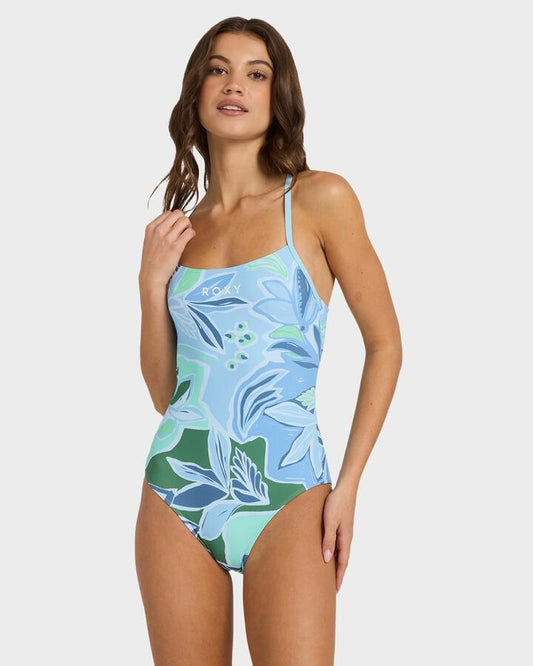 Image of Accessories. Productname: Roxy - Womens Botanic Active One Piece - Airy Blue - in Airy Blue colour by brand - Roxy