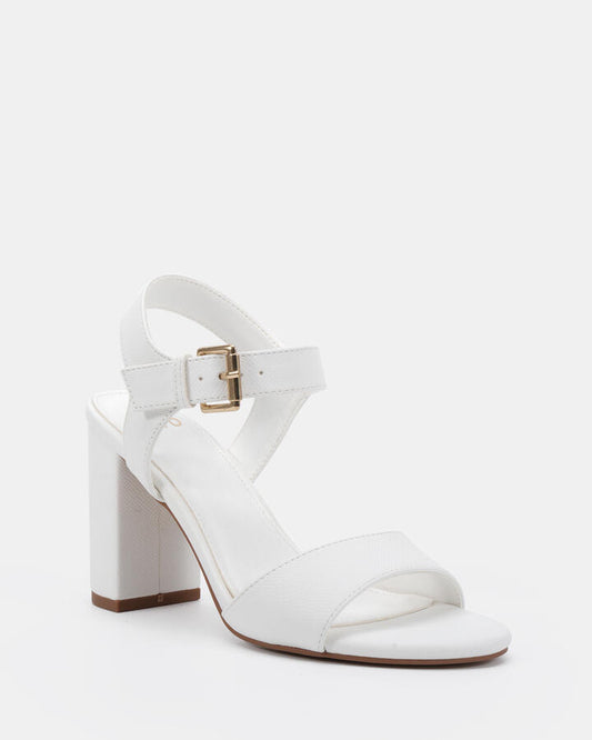 Image of Heels. Productname: Margie: White Pebble - Women's Strappy - High Heel in White colour by brand - Novo