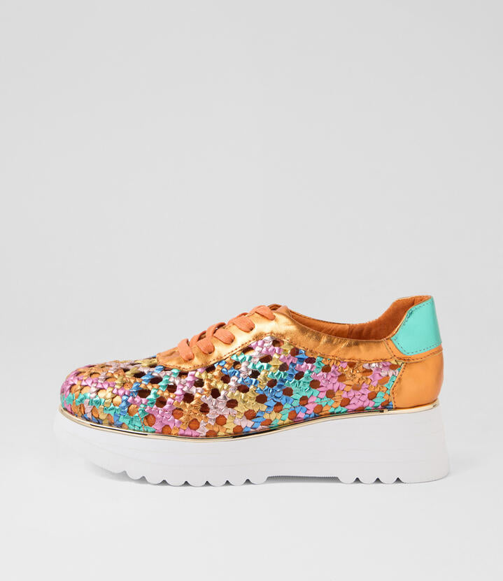 Image of Flats. Productname: Eden Bright Leather Lace Up Flats in Bright colour by brand - MIDAS