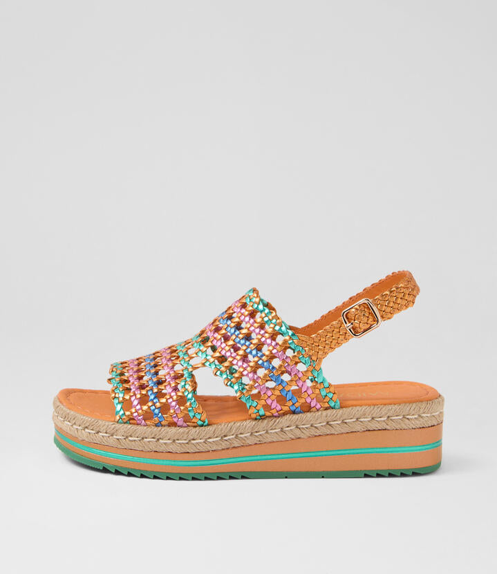 Image of Sandals. Productname: Admiral Bright Metallic Multi Leather Sandals in Bright Metallic Multi colour by brand - MIDAS