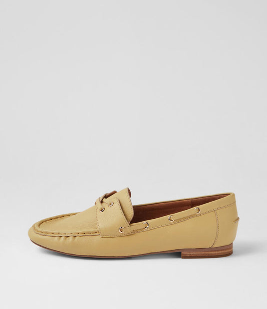 Image of Flats. Productname: Ghesica Lemon Leather Loafers in LEMON colour by brand - MOLLINI