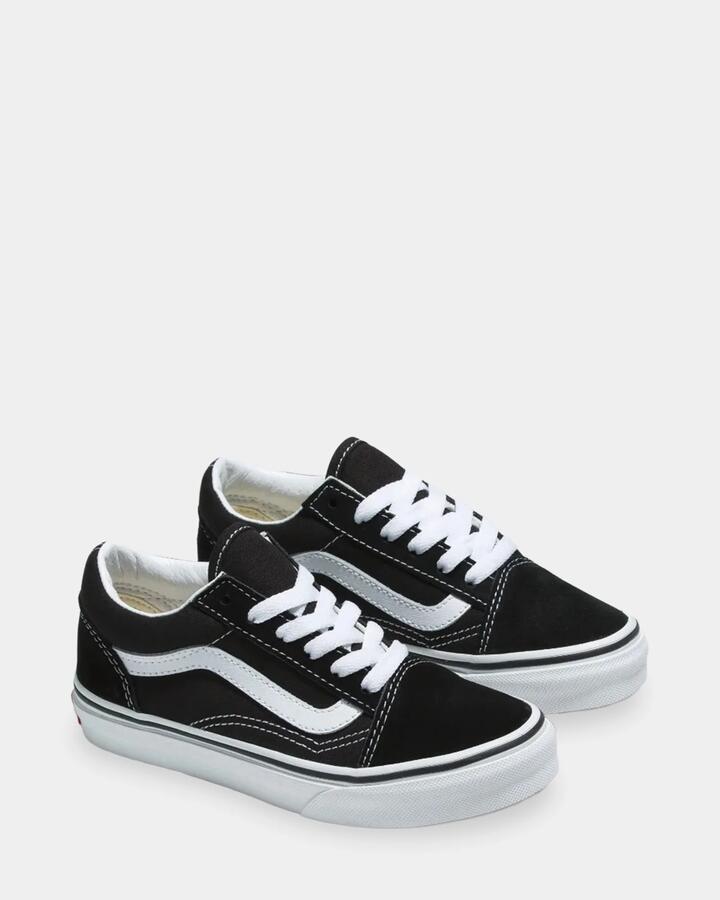 Image of Sneakers. Product name - Vans Boys 8-16 Old Skool Sneakers Black/True White in Black/True White colour by brand - Vans