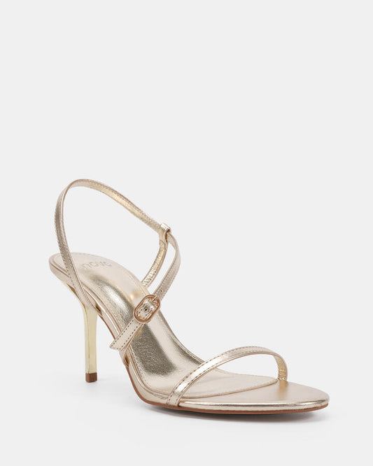 Image of Heels. Productname: Maliyah: Gold - Women's Strappy - High Heel in Metallic colour by brand - Novo