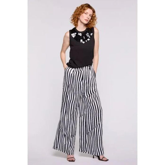 Image of a model wearing Tops. Productname: Mosaic Mirror Tank in Black colour by brand - sass and bide