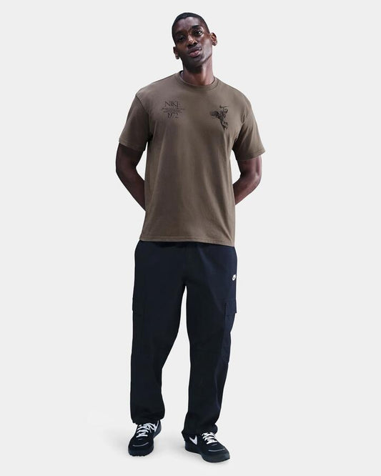 Image of a model wearing Tops. Productname: nike Mens Sportswear Max90 T-Shirt Ironstone - in Ironstone colour by brand - Nike