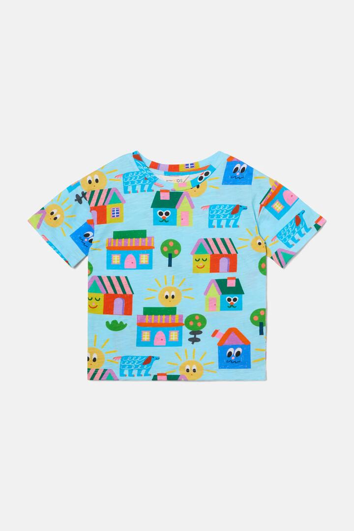 Image of T-Shirts. Product name - Little Huts Kids SS Tee in Blue colour by brand - Gorman
