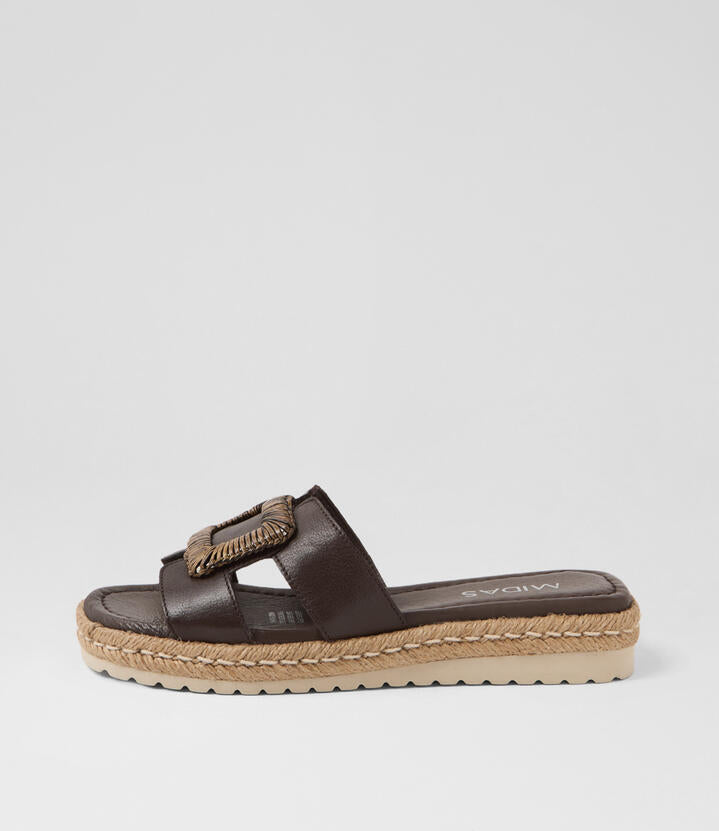 Image of Sandals. Productname: Sati Choc Leather Sandals in CHOC colour by brand - MIDAS