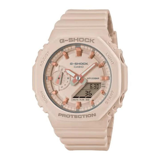 Image of Watches. Productname: Casio G Shock Ladies Cream Watch GMA-S2100-4A in Watch colour by brand - Casio G Shock