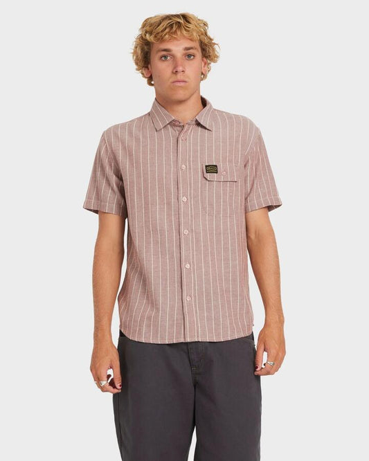 Image of Shirts. Productname: RVCA Mens Dayshift Stripe Ii Shirt Red Earth - in Red Earth colour by brand - RVCA