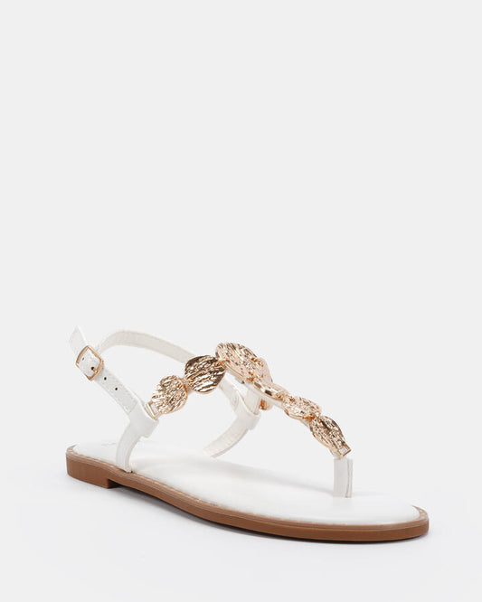 Image of Flats. Productname: Stazie: White - Women's Strappy - Flat in Multi colour by brand - Novo