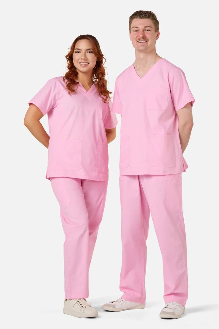 Image of a model wearing Uniforms & Workwear. Product name - Scrubswithlove Peony Scrub Set in Peony colour by brand - Scrubs With Love