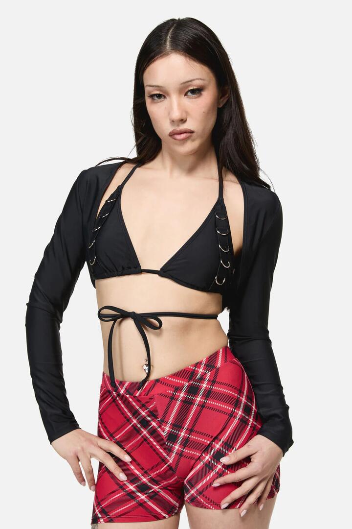 Image of Swimwear. Product name - D-Ring Bikini Sleeves Set in Black colour by brand - Dangerfield