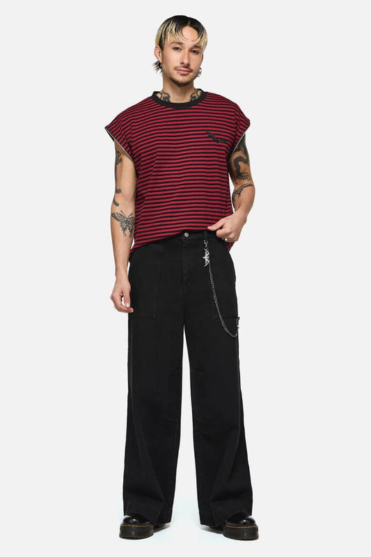 Image of a model wearing Denim. Productname: Batz Cargo Relaxed Punk Jean in Black colour by brand - Black Friday