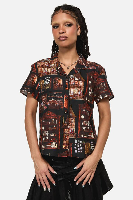 Image of Blouses. Productname: Covenstead Goth Print Blouse in Multi colour by brand - Black Friday