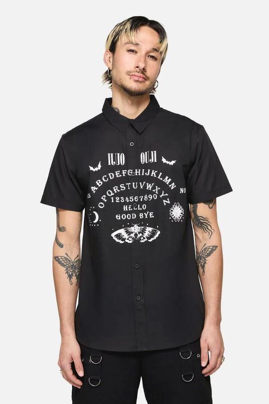 Image of Shirts. Product name - Seance Goth Short Sleeve Shirt in Black colour by brand - Dangerfield