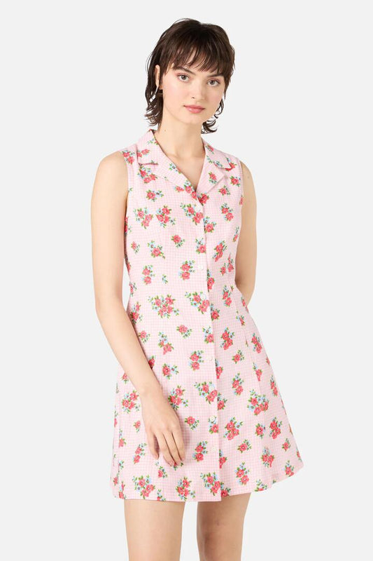 Image of Dresses. Productname: Gingham Floral Shirt Dress in Pink colour by brand - Princess Highway