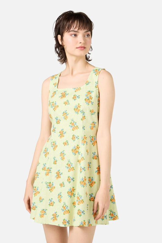Image of Dresses. Productname: Gingham Floral Shift Dress in Green colour by brand - Princess Highway