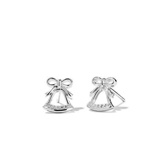 Image of Earrings. Productname: Cubic Zirconia Christmas Bell Stud Earrings in Sterling Silver in colour by brand - Bevilles