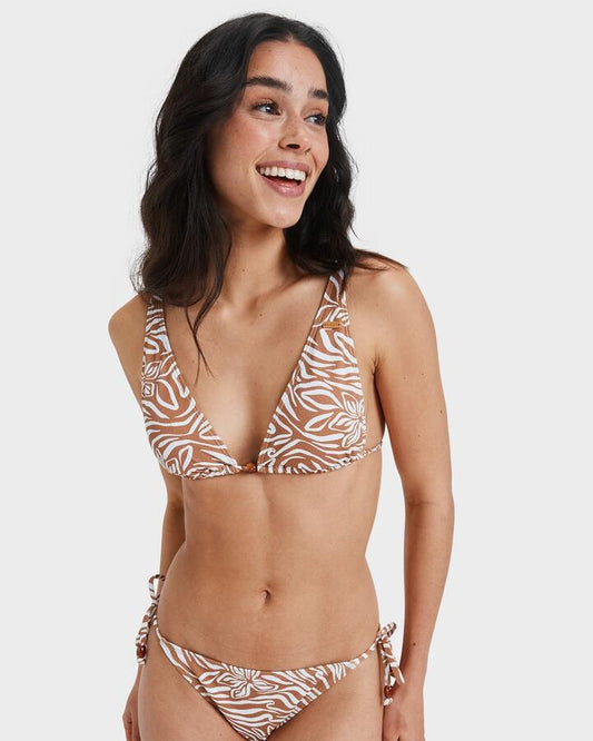 Image of Swimwear. Productname: Roxy Womens Wild Thang Tiki Tri Bikini Top Almond Wild Thang Swim - in Almond Wild Thang Swim colour by brand - Roxy