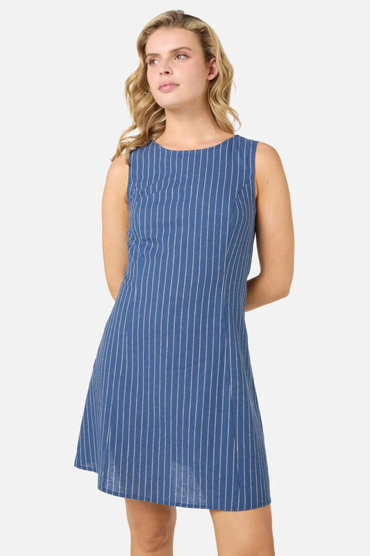 Image of Dresses. Productname: Frankie Pinstripe Shift Dress in Navy colour by brand - Princess Highway